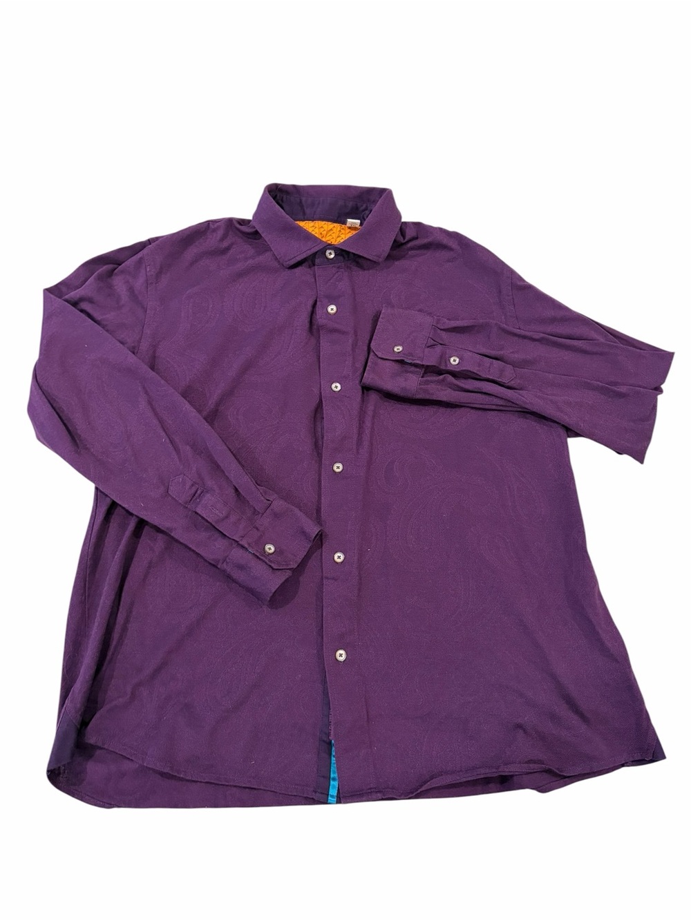 Robert Graham Men’s Purple Paisley‎ Button Front Shirt XL Long Sleeve